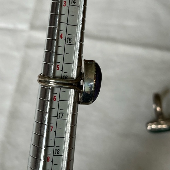 Navajo Charoite and Sterling Artist Marked  PP Ring Sz 5.5 EUC - Picture 9 of 11